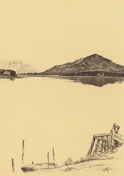 Windermere vanaf Newby Bridge (litho)
