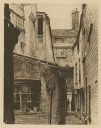 Het oude paard en de stalknecht, achter Holborn Above Bars, Londen
