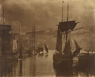 Haven van Whitby, einde van het dok, 1880