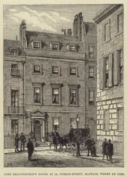 Het huis van Lord Beaconsfield op 19, Curzon-Street, Mayfair, waar hij stierf