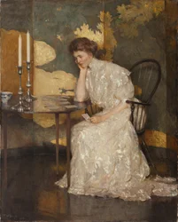 Meisje dat met Solitaire speelt