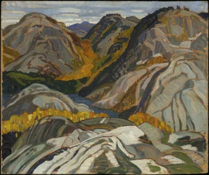 La Cloche-heuvels, rotsen en beek, 1932