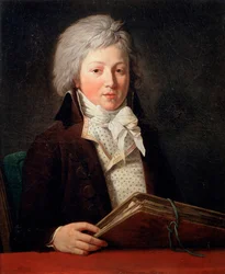 Portret van een jonge man met een map met tekeningen, 1791
