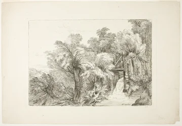 Een molenslot te midden van wilgen, plaat 97 uit figuren van verschillende karakters, landschappen en natuurstudies