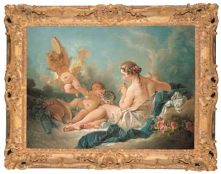 Een liggende nimf die fluit speelt met putti, misschien de muze Euterpe, 1752