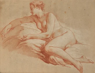 Boucher - Liggende naakte vrouw met gezicht naar links