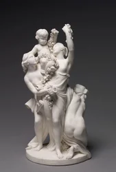 Beeld van Liefde gedragen door de Drie Gratiën, vervaardigd door Sèvres Fabriek, 1768