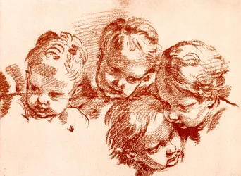 Vier studies van kinderhoofden