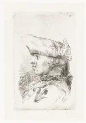 Hoofd van man met tricorne