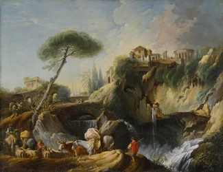 Uitzicht op Tivoli met de Tempel van Vesta, c.1749