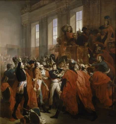 Napoleon Bonaparte tijdens de staatsgreep van 18 Brumaire in Saint-Cloud.