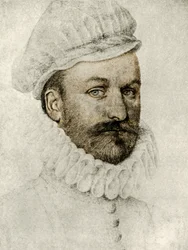 Portret van een man met kraag en muts