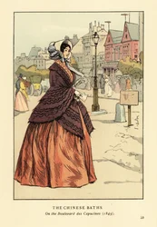 Vrouw voor de Chinese baden op de Boulevard des Capucines