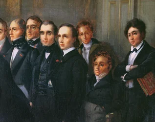 Lezing in de foyer van de Comedie Francaise, 26 mei 1828 (detail)