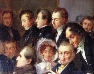 Lezing in de foyer van de Comédie Française, 26 mei 1828 (detail)