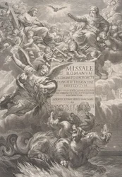 De heilige drie-eenheid met Sint-Michiel die een zeshoofdige draak verslaat, frontispice