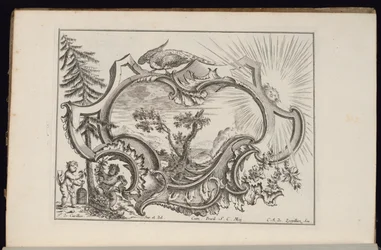 Cartouche met vogel en zon, Livre de Cartouches Irréguliers (Boek van onregelmatige cartouches)