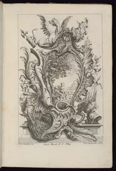 Cartouche met een draak en wapentrofee, Livre de Cartouches à divers usages (Boek van cartouches voor verschillende toepassingen)