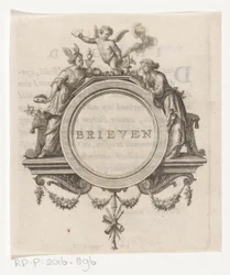 Allegorische figuur en schrijvende vrouw