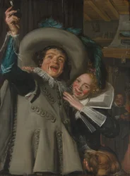 Jonge man en vrouw in een herberg, 1623