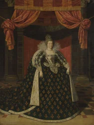Portret van Marie de Médicis (1575-1642), koningin van Frankrijk, in staatskleding