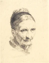 Hoofd van een oude vrouw. Mevrouw Rasmussen
