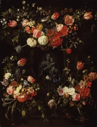 Madonna omringd door bloemen, 1662