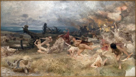 De ondergang van de Adamieten. Religieuze beweging verbonden met het christendom, geïnspireerd door een verlangen naar de Hof van Eden, met vrije liefde, weigering van arbeid en naaktheid, die tegen het einde van de 13e eeuw in Europa terugkeerde en tot