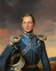 Portret van de Tsarevitsj Alexander Nikolaevich in het uniform van het Atamansky Kozakkenregiment