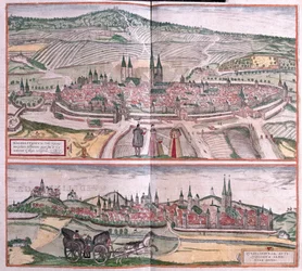 Halberstadt en Quedlinburg, Duitsland (gravure)