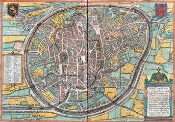 Kaart van Brussel (Bruxella), België (ets)