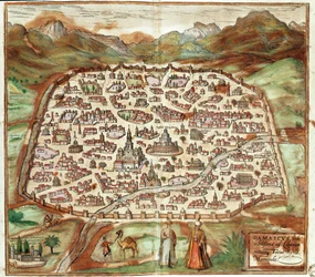 Uitzicht op Damascus - Syrië (gravure)