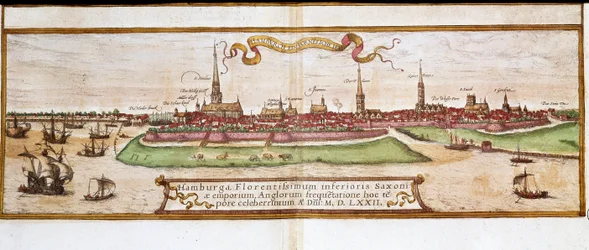 Uitzicht op Hamburg (gravure)