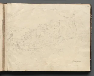 Album met uitzichten van Rome en omgeving, landschapsstudies, pagina 02a: Olevano