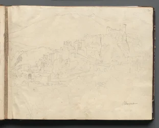 Album met gezichten op Rome en omgeving, landschapsstudies, pagina 02a: "Olevano".