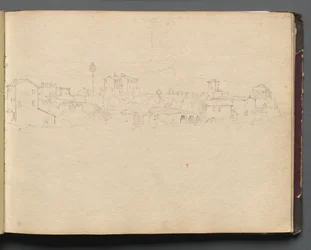 Album met uitzichten van Rome en omgeving, landschapsstudies, pagina 16a: Romeins uitzicht