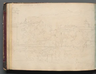 Album met uitzichten van Rome en omgeving, landschapsstudies, pagina 16b: Romeins uitzicht