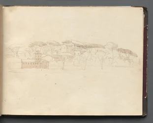 Album met Zichten op Rome en Omgeving, Landschapsstudies, pagina 30a: Romeins Panoramisch Zicht