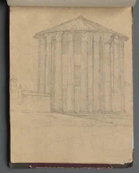 Album met uitzichten van Rome en omgeving, landschapsstudies, pagina 32a: Romeinse tempel