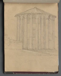 Album met Zichten op Rome en Omgeving, Landschapsstudies, pagina 32a: Romeinse Tempel