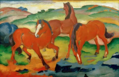De rode paarden (Grazende paarden IV)