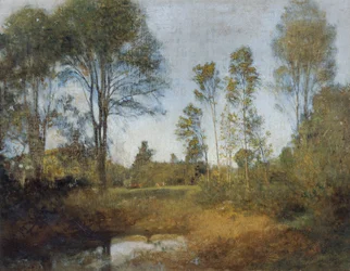 Landschap met hooiwagen