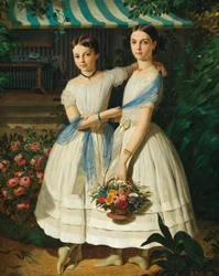 Franz Russ Portret van twee zussen in de tuin 1854