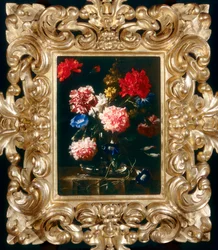 Stilleven met bloemen in een glazen vaas