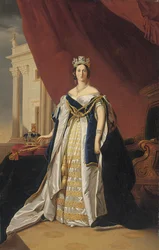 Portret van koningin Victoria in kroningsgewaden