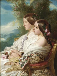 Koningin Victoria en haar nicht, de hertogin van Nemours, 1852