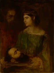 Dochter van Herodias met het hoofd van Johannes; half figuur, staand