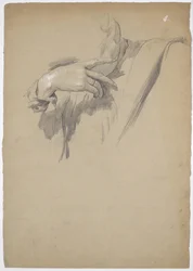 Detailstudie voor het schilderij "Leonardo schaakt met zijn muze".