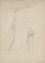 Draperiestudie met luipaardvel