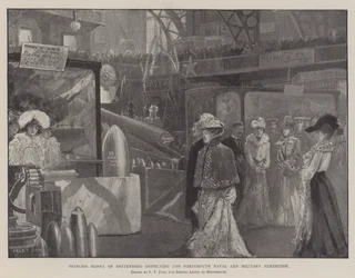 Prinses Henry van Battenberg inspecteert de Portsmouth Naval and Military Exhibition